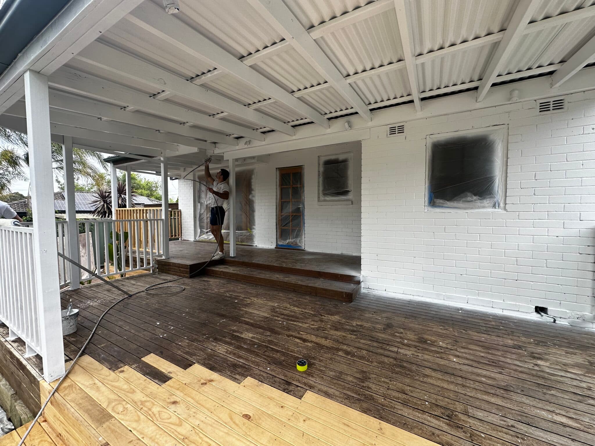 Freshly painted deck and patio